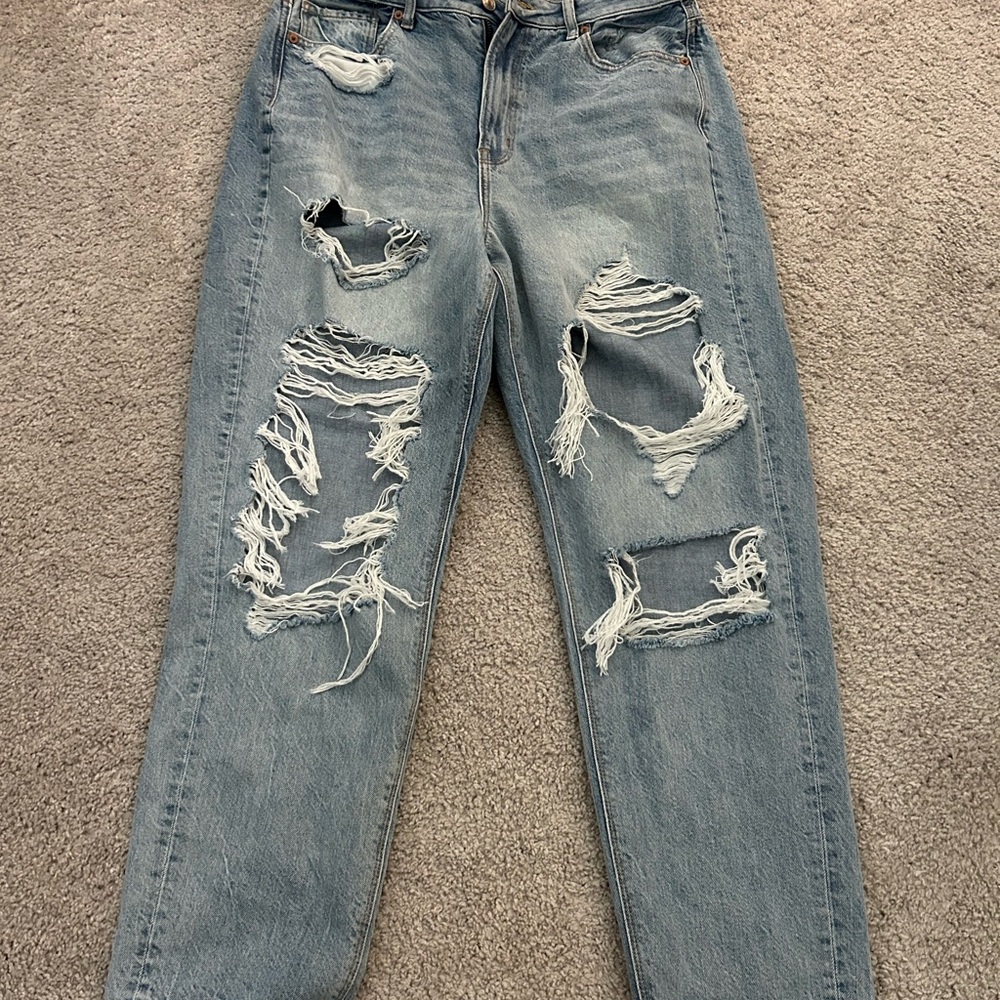 American Eagle Outfitters Blue Boyfriend Jeans Distressed